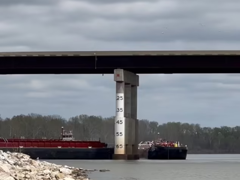 USA Barge Strikes Bridge In Oklahoma