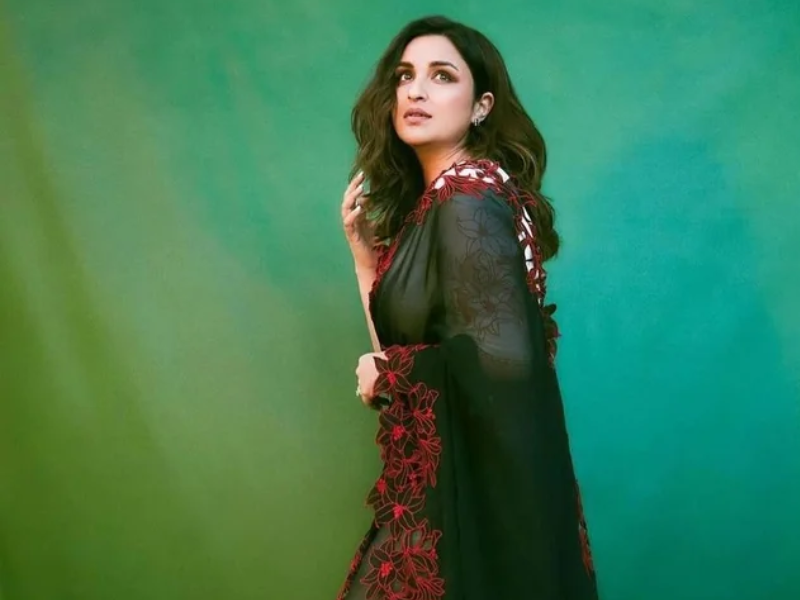 Actress Parineeti Chopra Stuns In A Gorgeous Double Coloured Saree