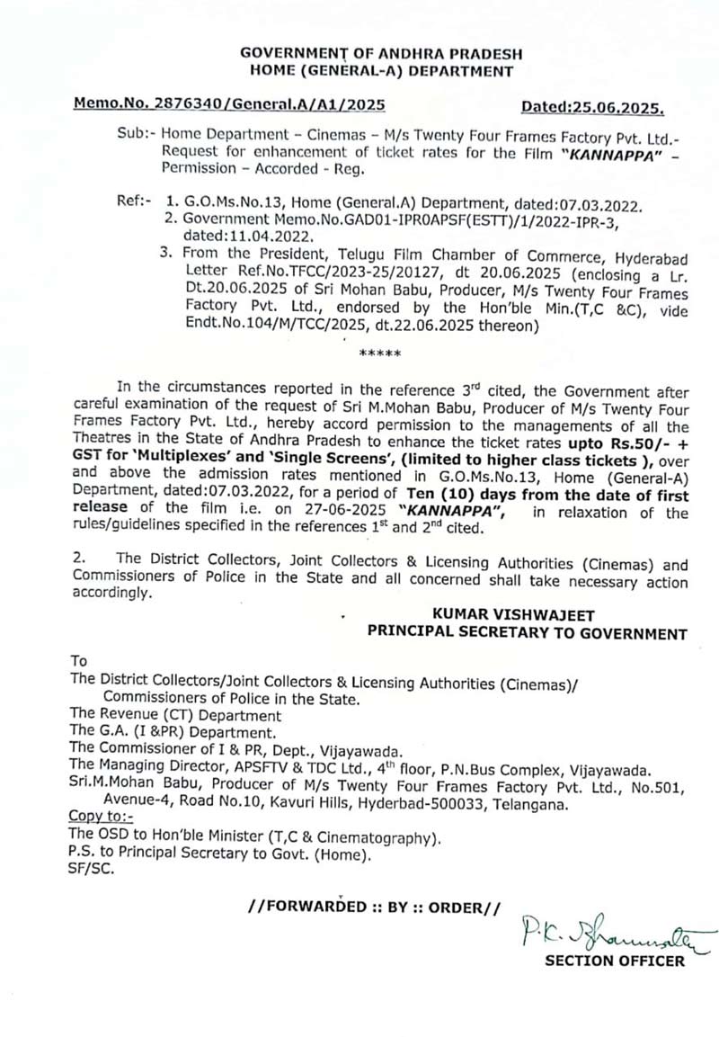 AP Govt Go for Kannappa
