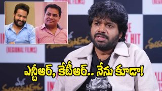 A filmmaker speaks during an interview, with inset images of two well-known industry figures displayed in the corner.