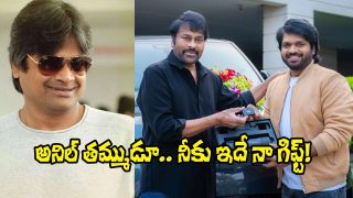 Film personalities sharing a celebratory moment as a luxury car gift is presented, marking appreciation and goodwill.