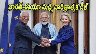 Indian Prime Minister Narendra Modi and European Commission President Ursula von der Leyen announcing the India EU Free Trade Agreement