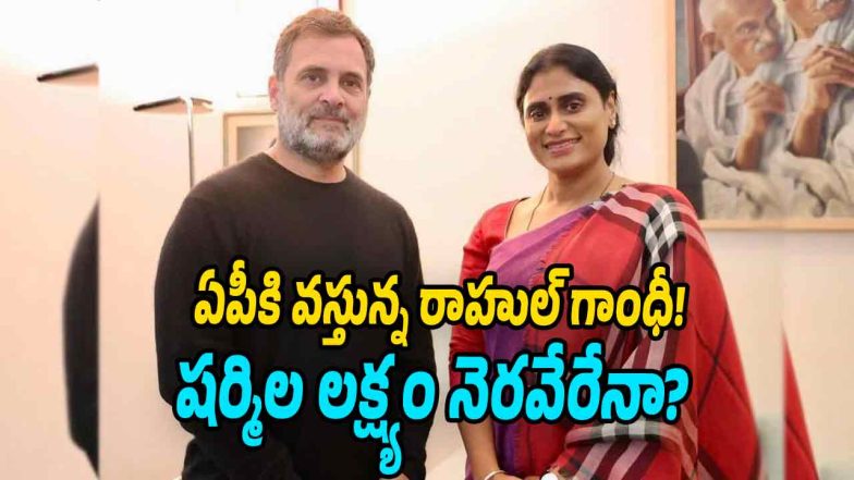 Congress leader Rahul Gandhi with APCC president YS Sharmila during a meeting in New Delhi